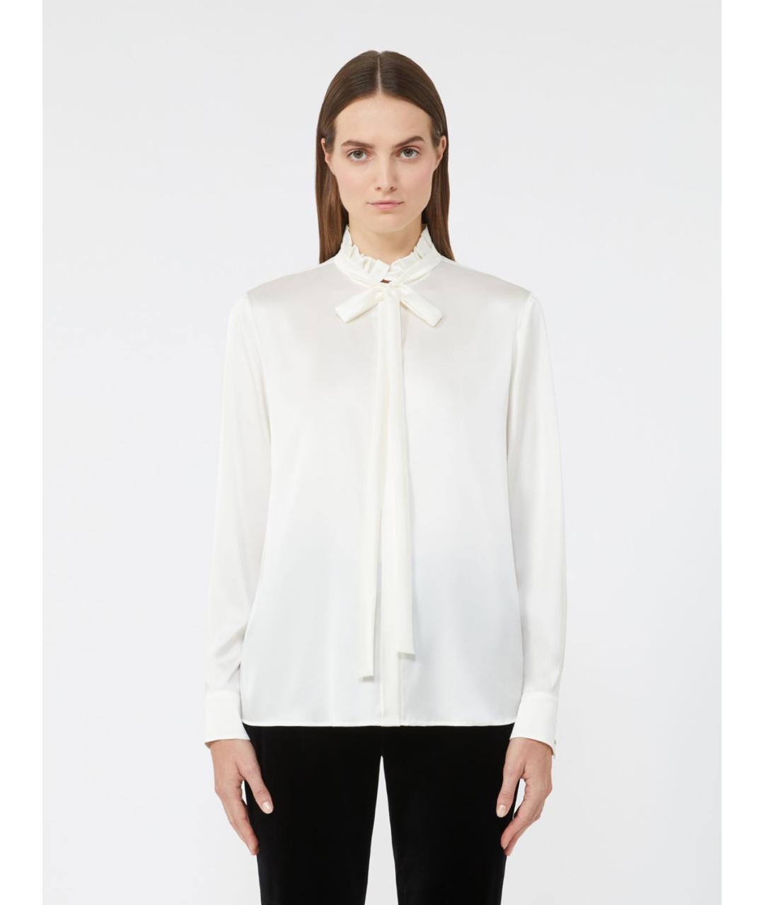 MAX MARA STUDIO Белая шелковая блузы, фото 4