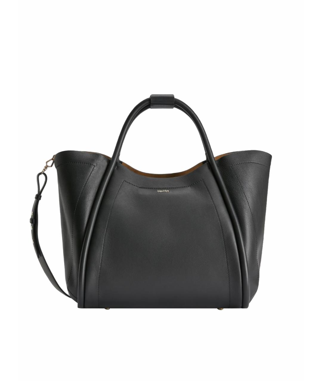 MAX MARA Черная кожаная сумка тоут, фото 1