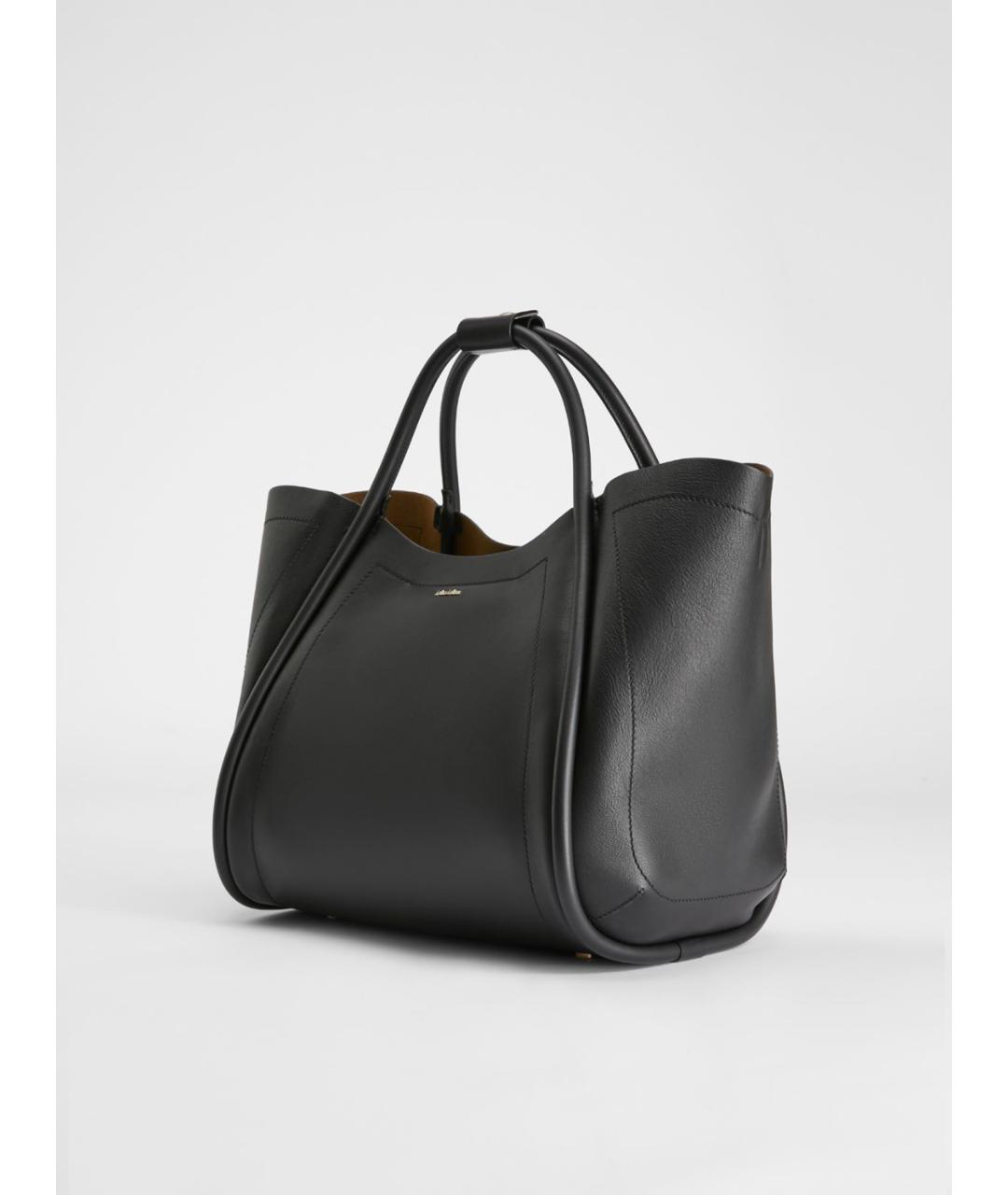 MAX MARA Черная кожаная сумка тоут, фото 2