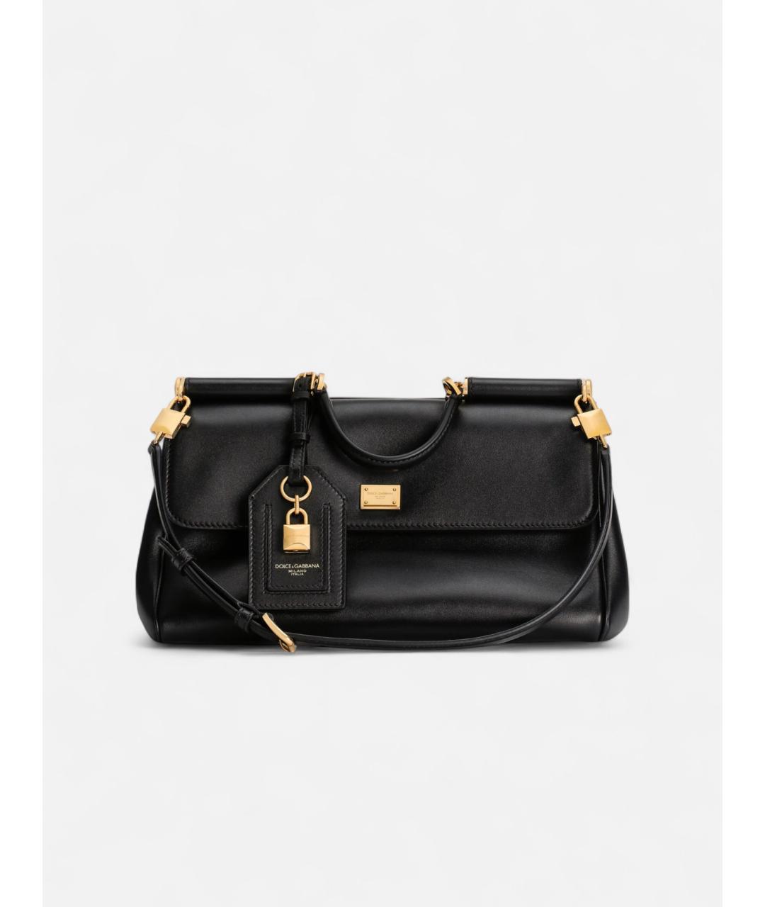 DOLCE&GABBANA Черная кожаная сумка тоут, фото 4