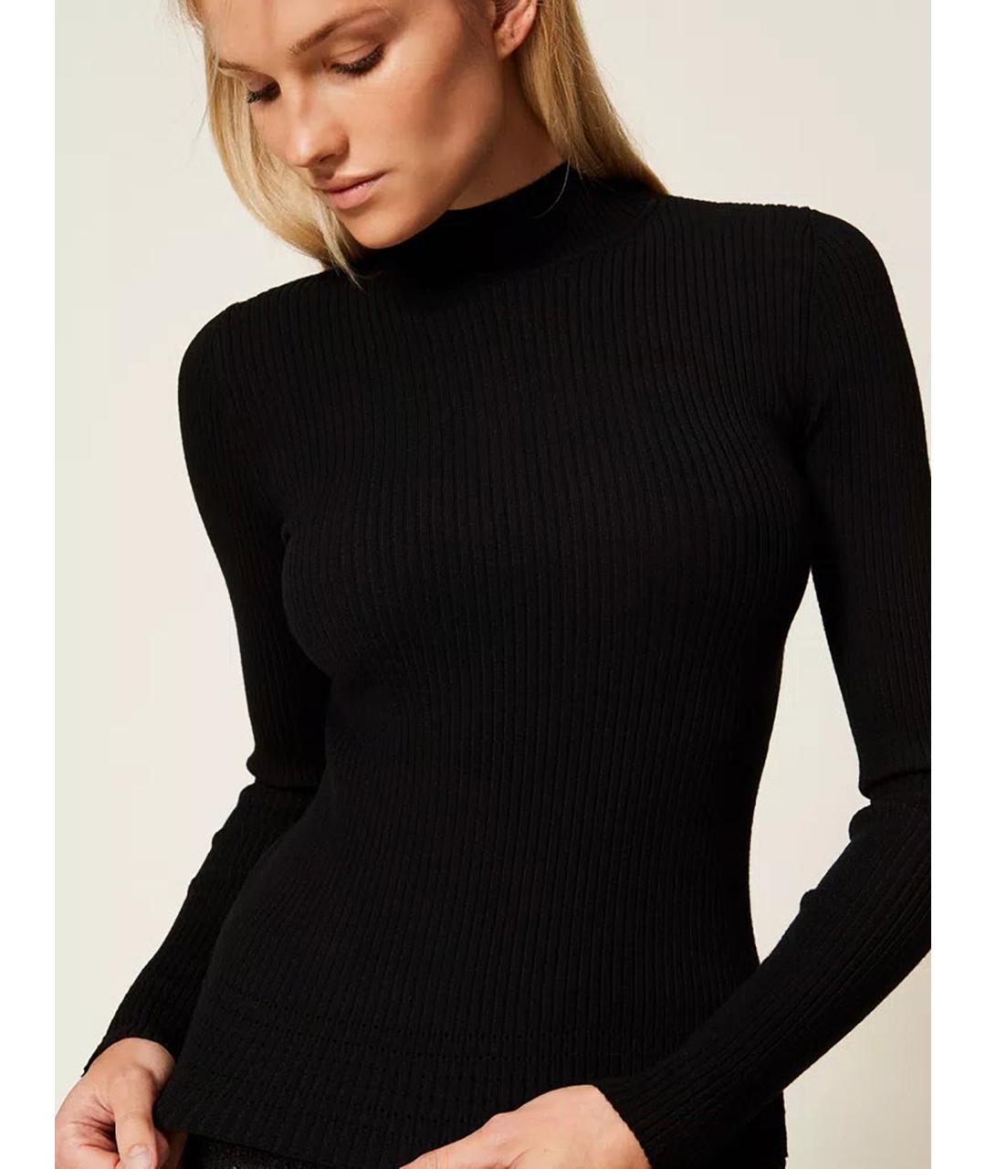 TWIN-SET Черная вискозная водолазка, фото 5