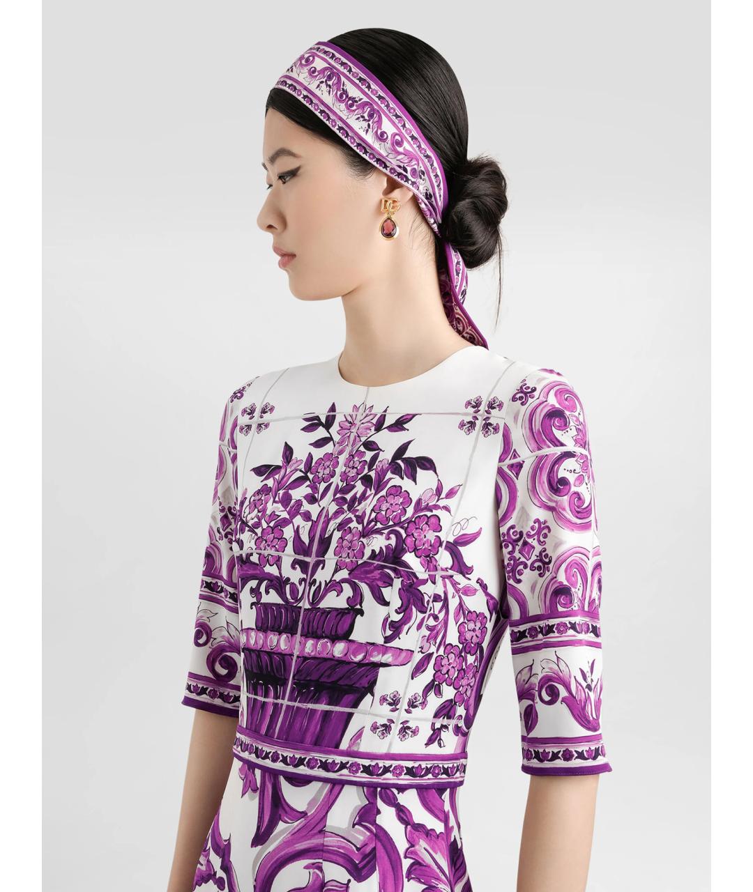 DOLCE&GABBANA Фиолетовое шелковое коктейльное платье, фото 3