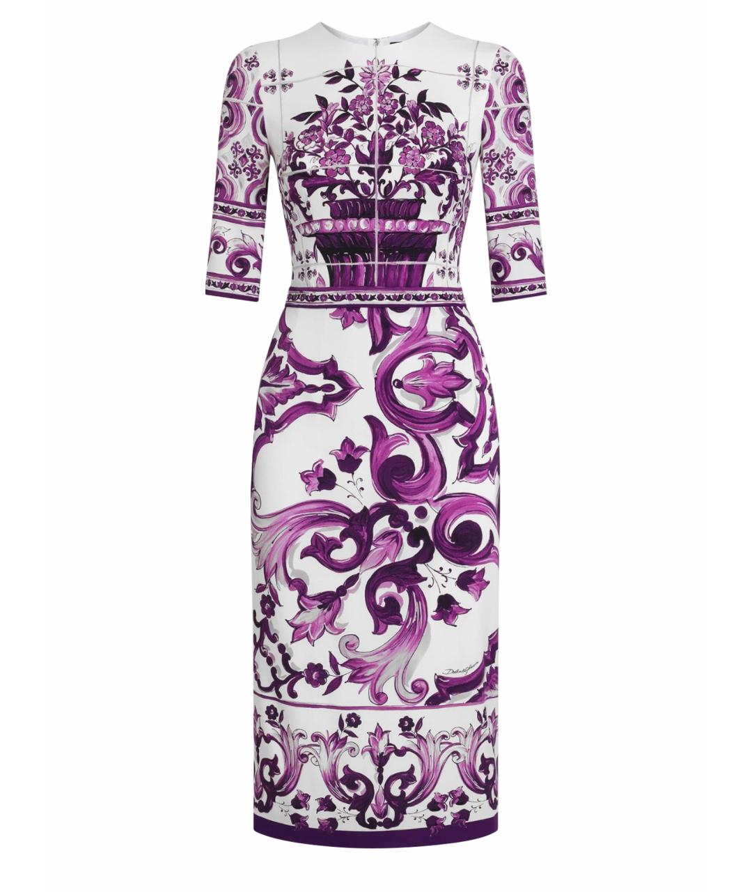 DOLCE&GABBANA Фиолетовое шелковое коктейльное платье, фото 1