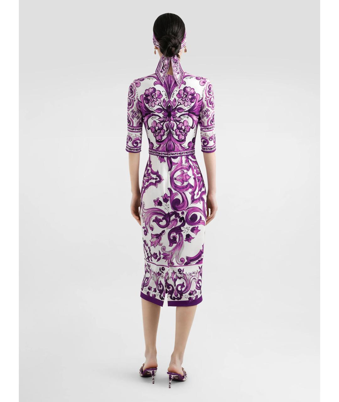 DOLCE&GABBANA Фиолетовое шелковое коктейльное платье, фото 4