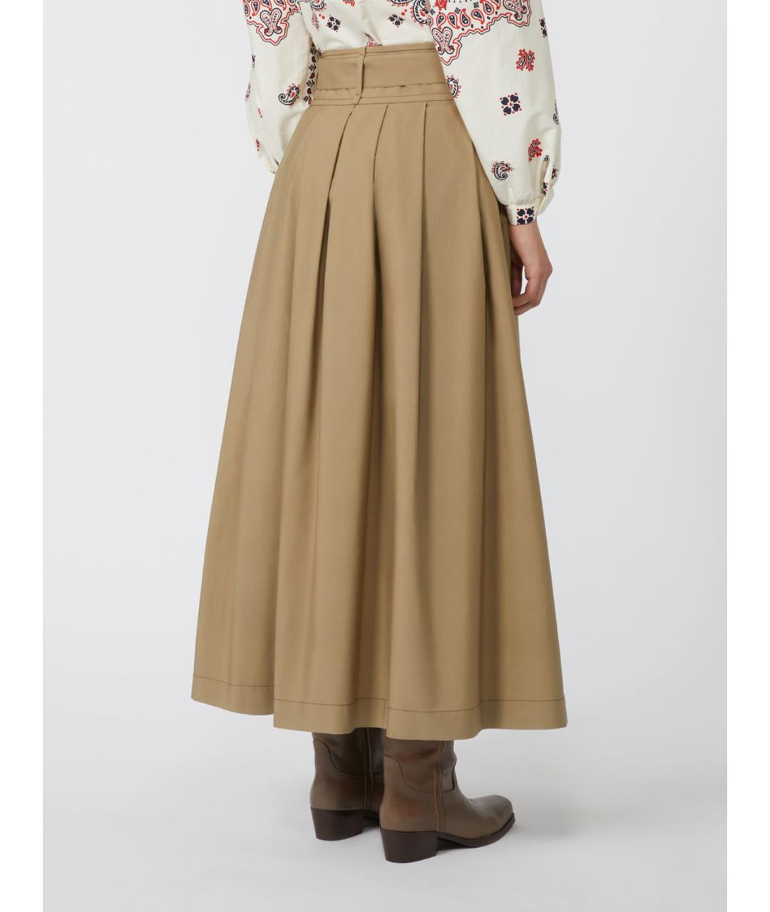 WEEKEND MAX MARA Бежевая хлопковая юбка макси, фото 3