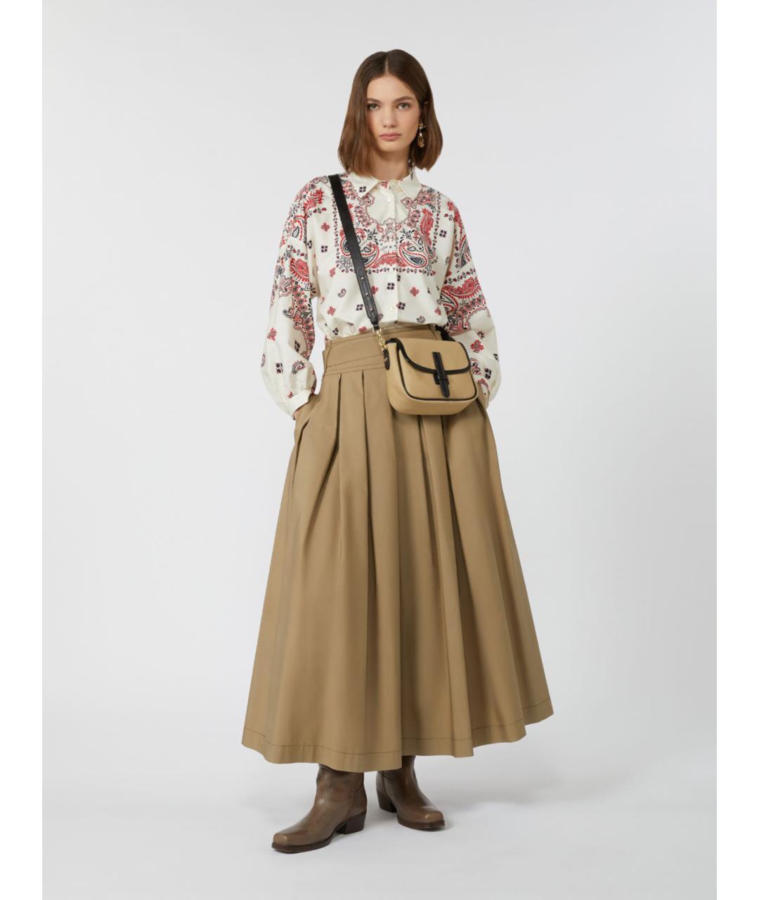 WEEKEND MAX MARA Бежевая хлопковая юбка макси, фото 2