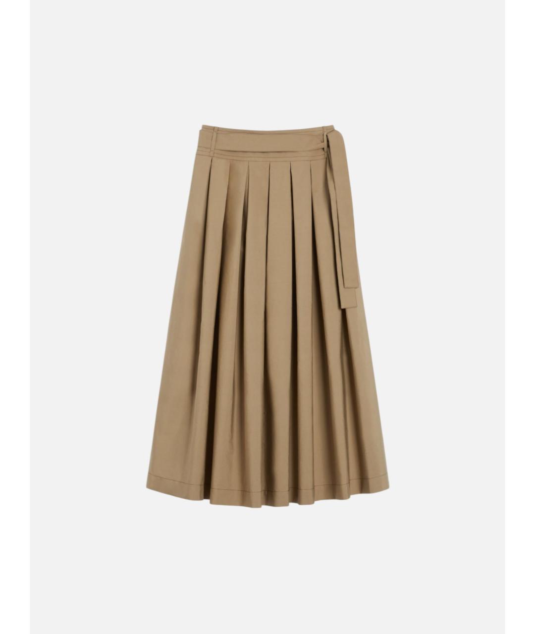 WEEKEND MAX MARA Бежевая хлопковая юбка макси, фото 5
