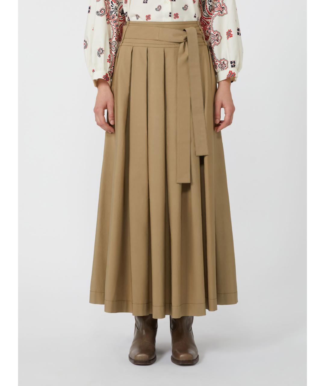 WEEKEND MAX MARA Бежевая хлопковая юбка макси, фото 4
