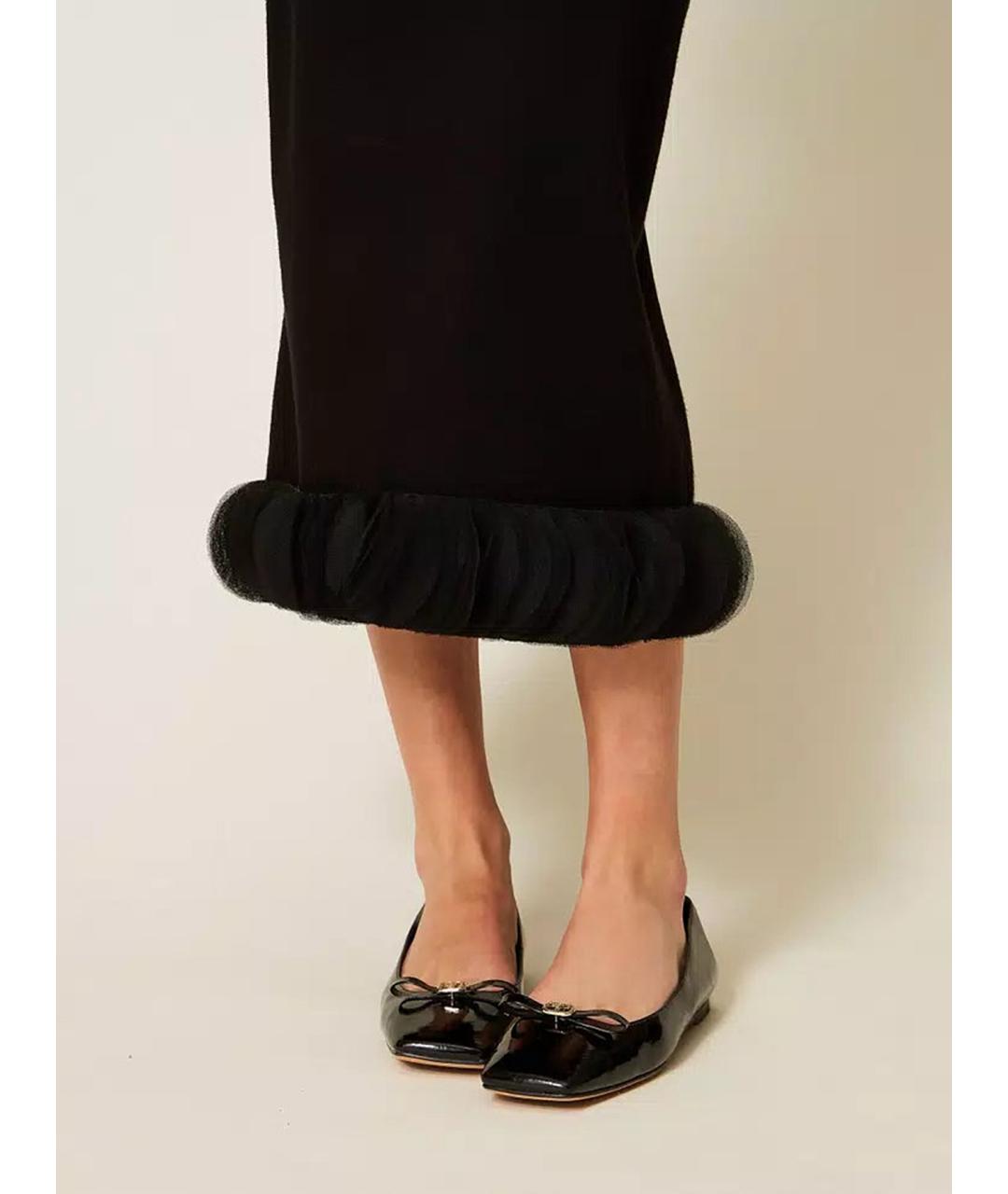 TWIN-SET Черная вискозная юбка миди, фото 6