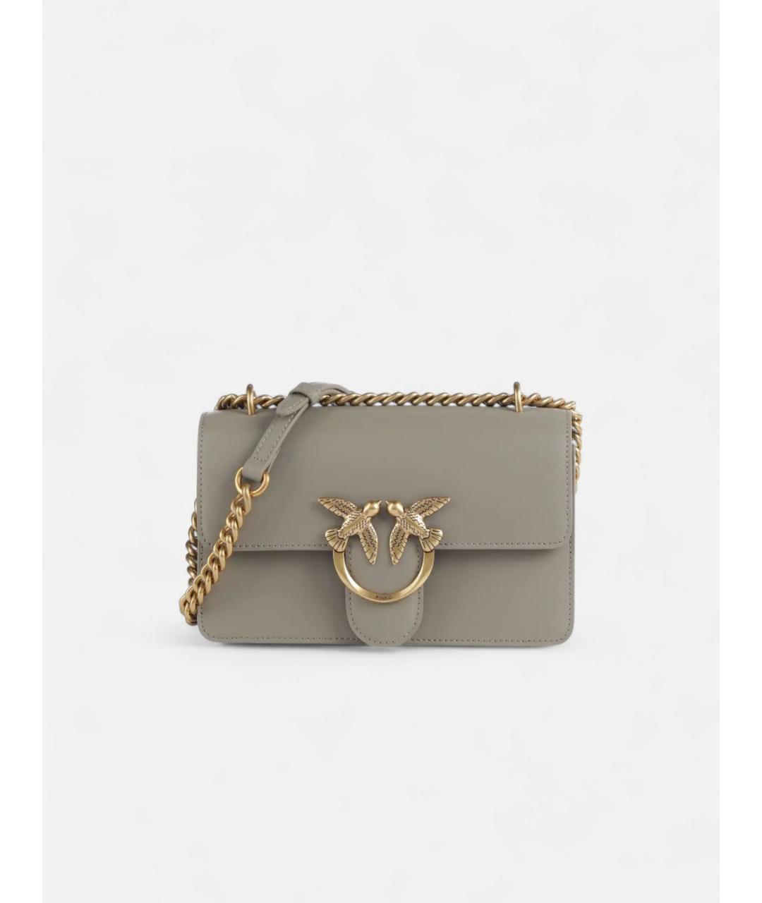 PINKO Бежевая кожаная сумка через плечо, фото 3