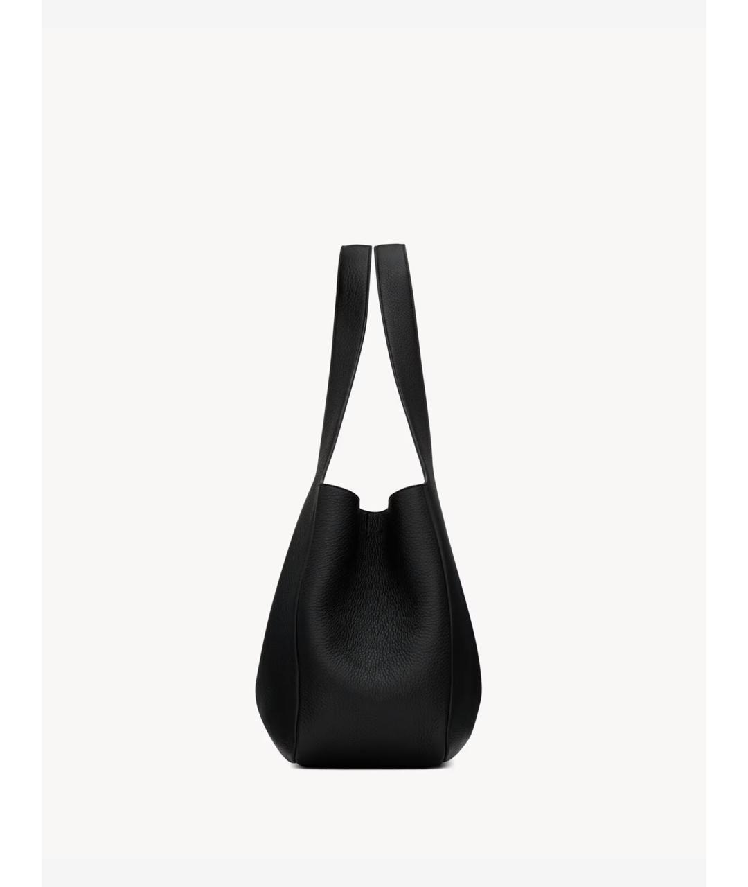 SAINT LAURENT Черная кожаная сумка тоут, фото 4