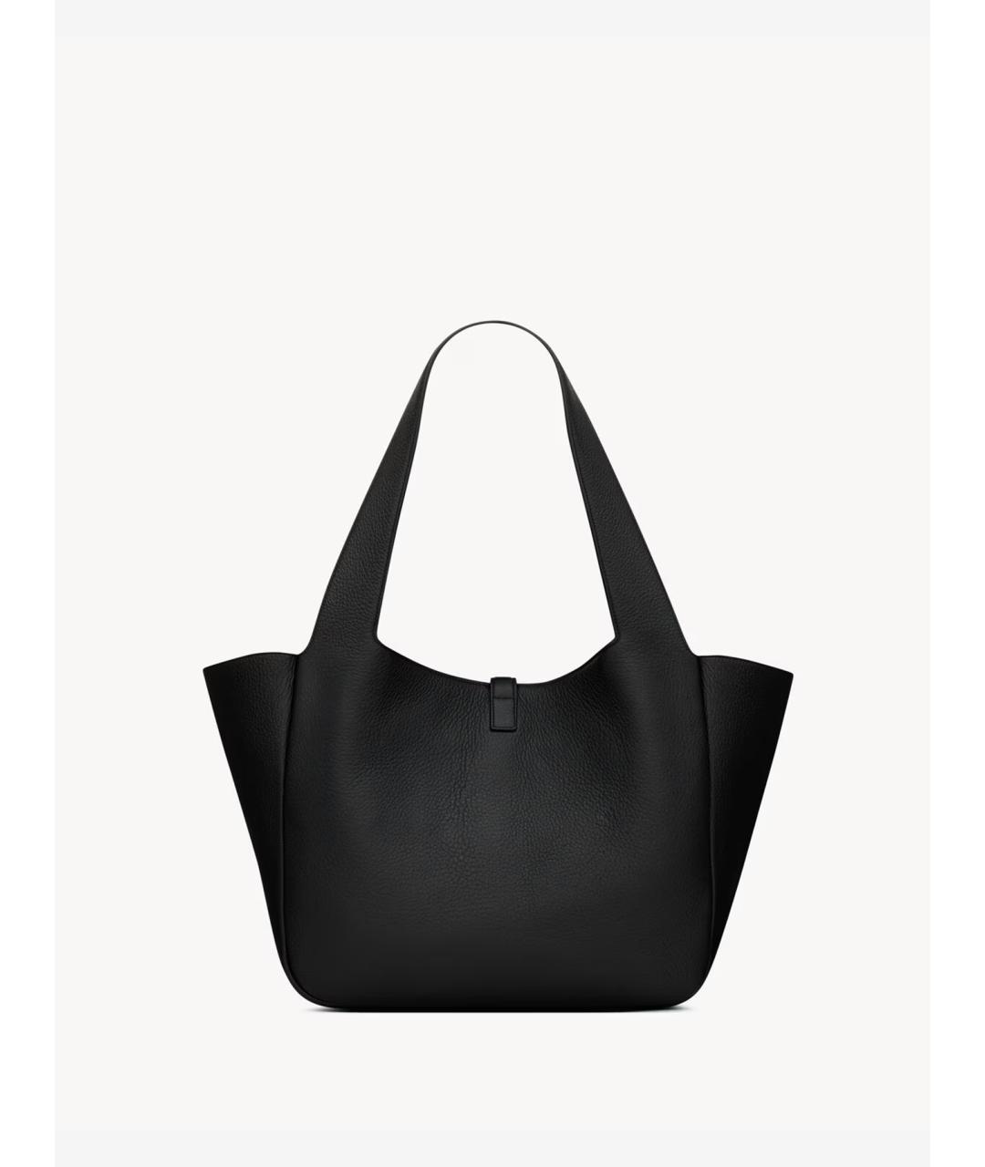 SAINT LAURENT Черная кожаная сумка тоут, фото 3