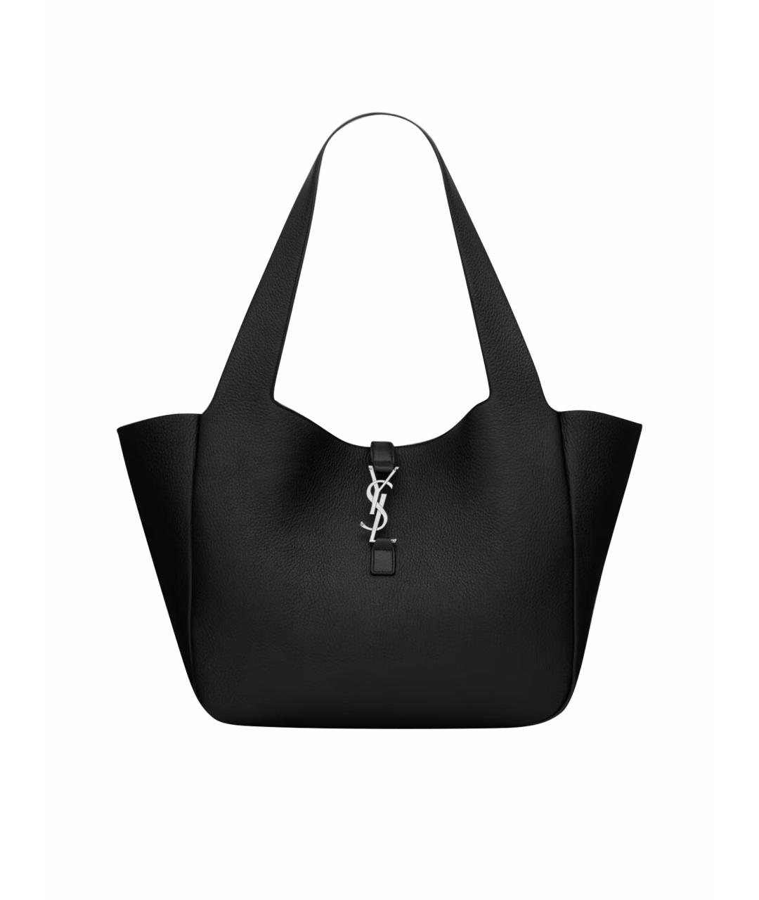 SAINT LAURENT Черная кожаная сумка тоут, фото 1