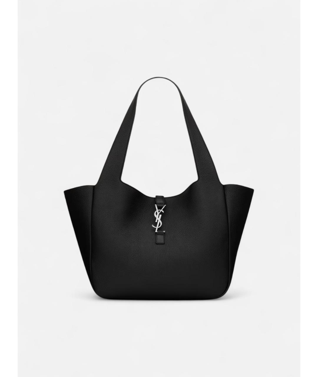 SAINT LAURENT Черная кожаная сумка тоут, фото 5