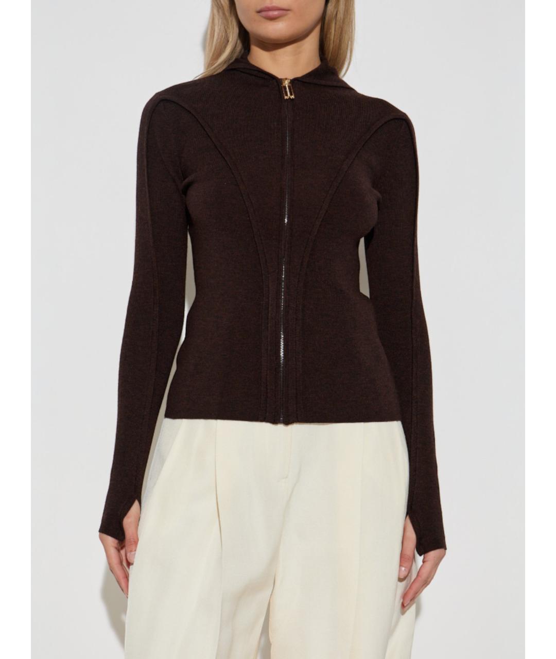 VICTORIA BECKHAM Коричневый шерстяной кардиган, фото 3