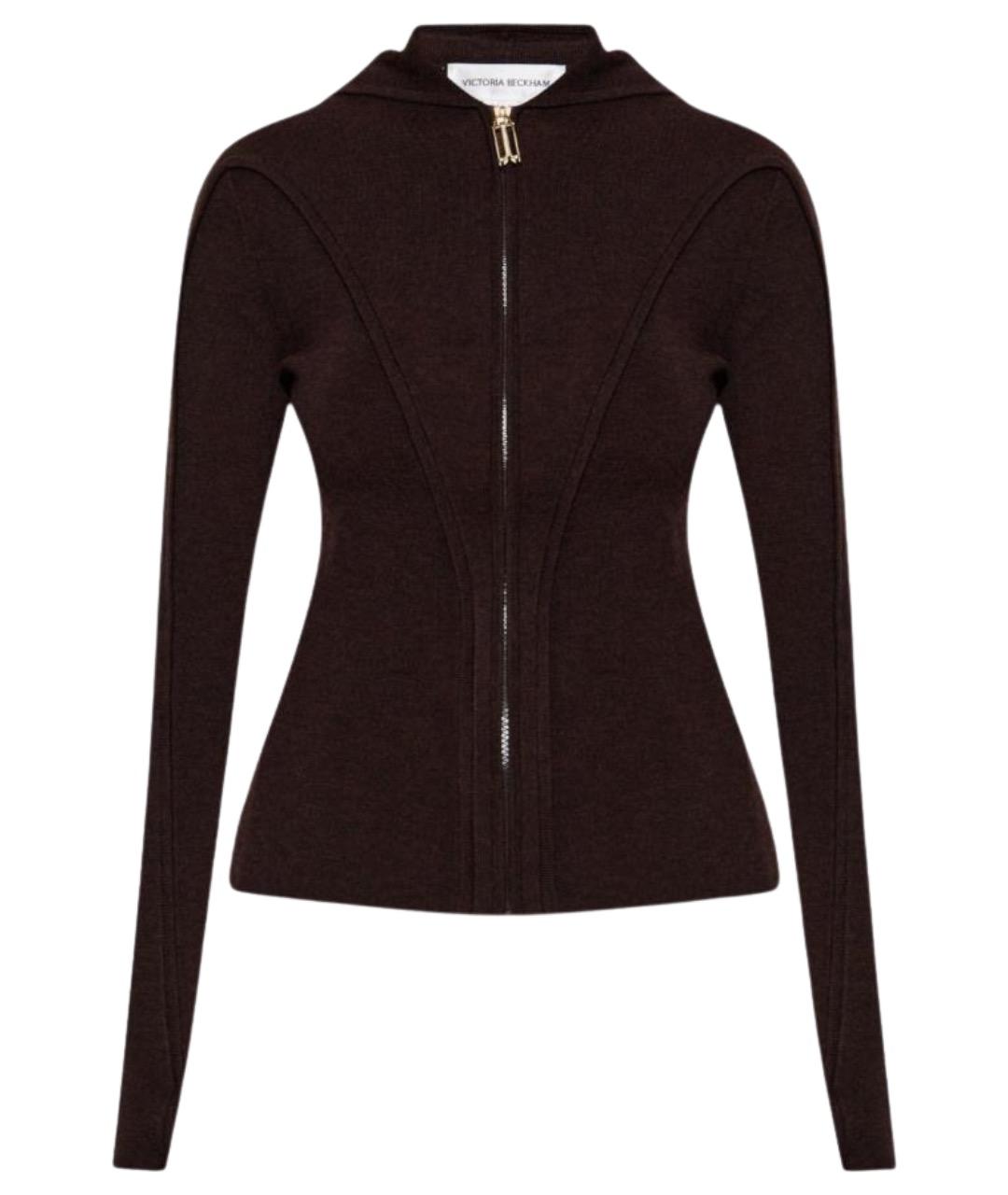 VICTORIA BECKHAM Коричневый шерстяной кардиган, фото 1