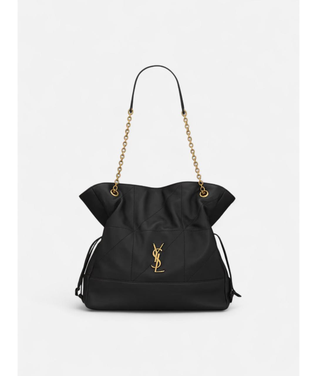 SAINT LAURENT Черная кожаная сумка тоут, фото 5