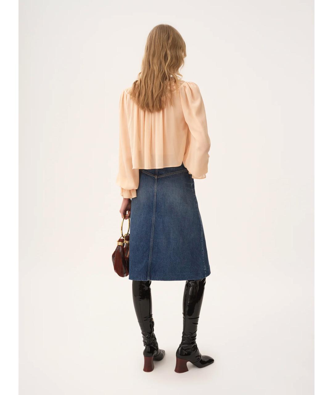CHLOE Синяя хлопковая юбка миди, фото 4