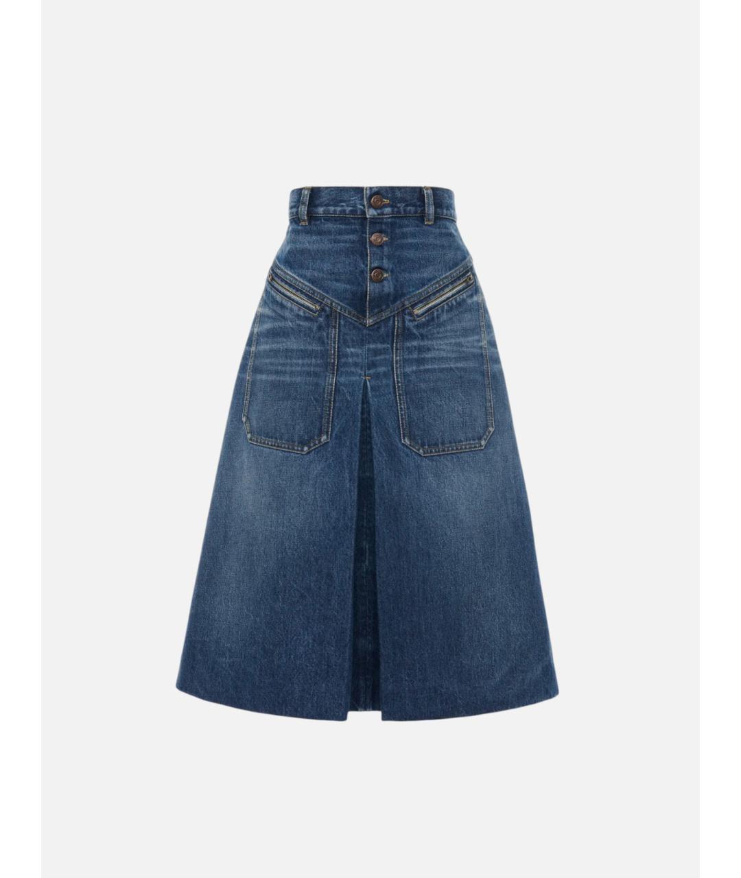 CHLOE Синяя хлопковая юбка миди, фото 5