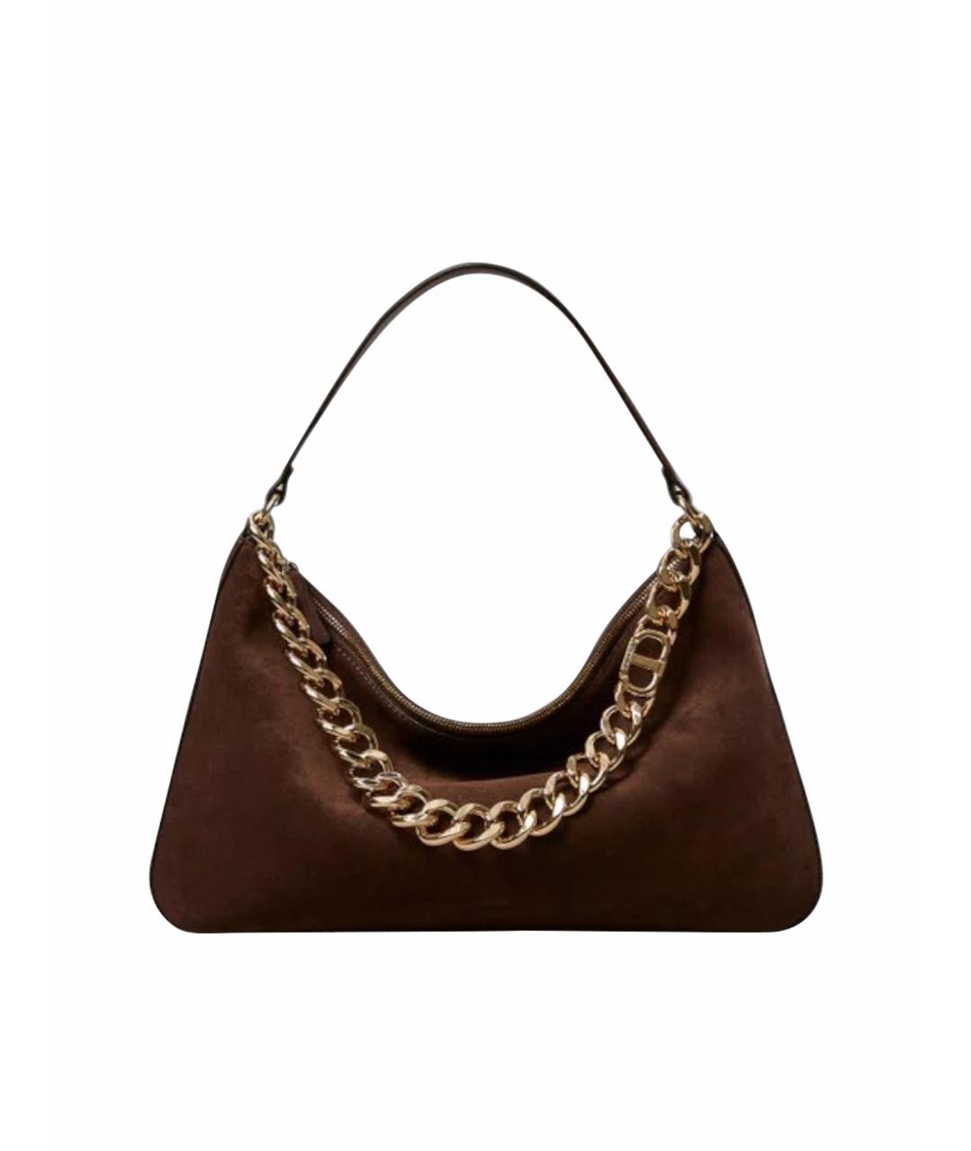 TWIN-SET Коричневая замшевая сумка с короткими ручками, фото 1