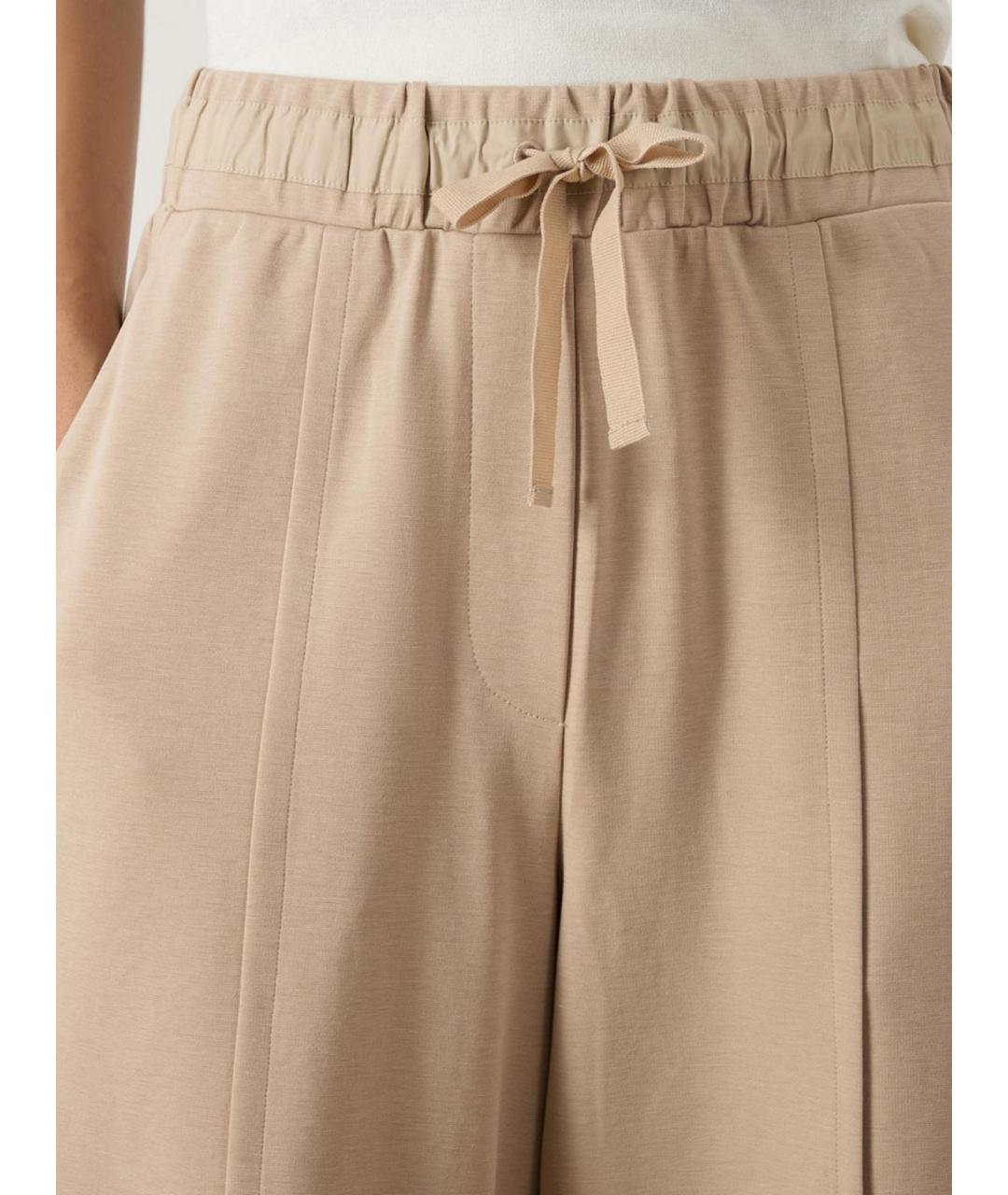 WEEKEND MAX MARA Бежевые хлопковые прямые брюки, фото 5