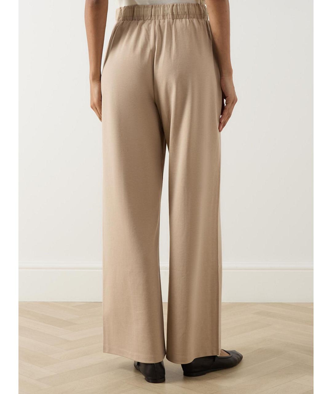 WEEKEND MAX MARA Бежевые хлопковые прямые брюки, фото 3