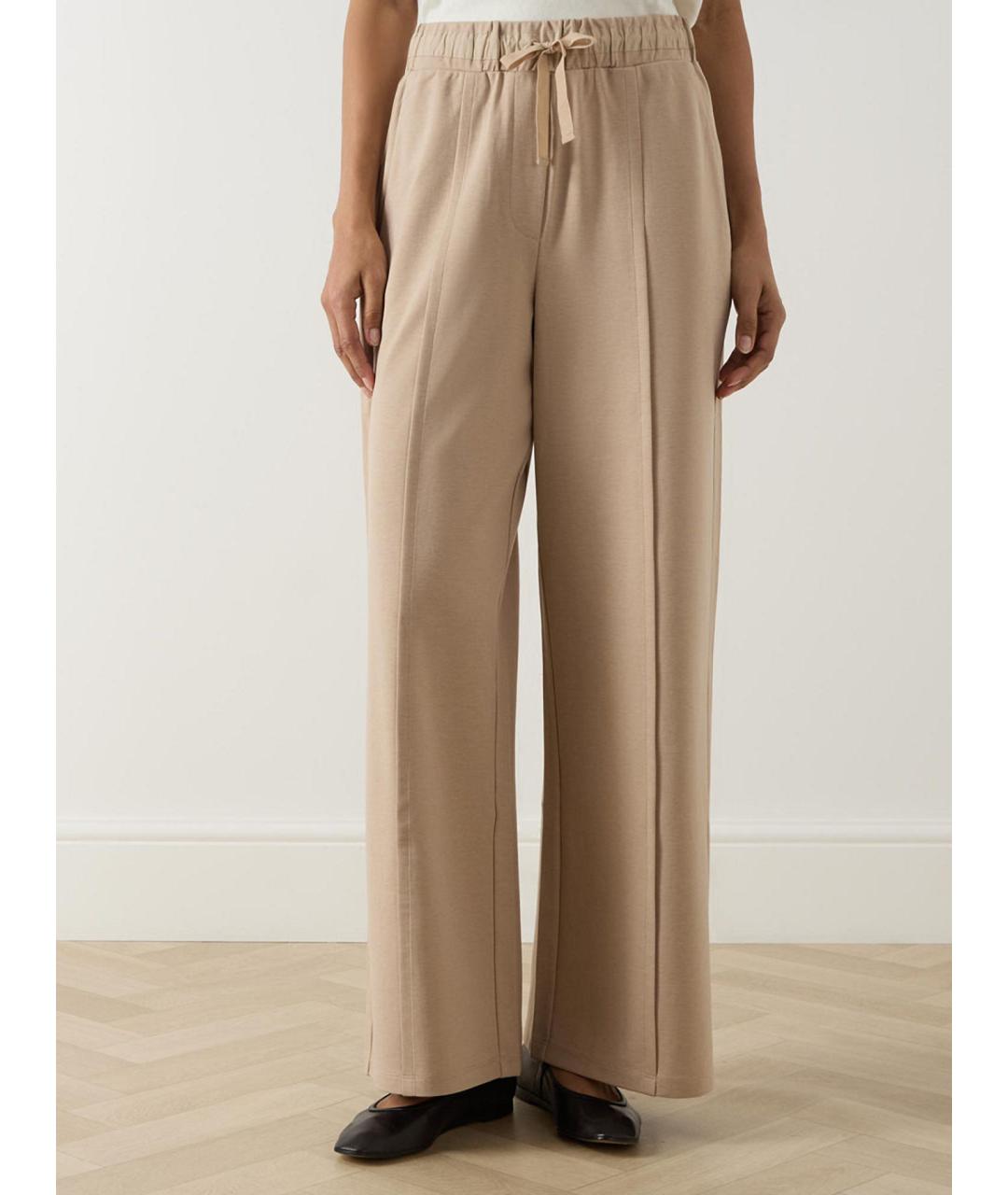 WEEKEND MAX MARA Бежевые хлопковые прямые брюки, фото 4
