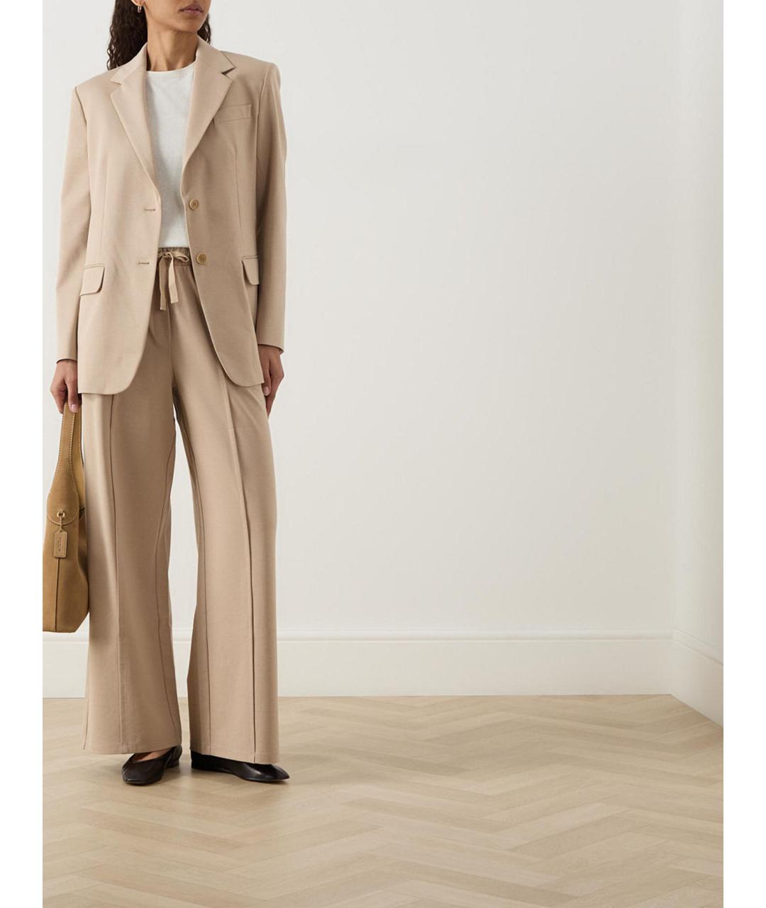 WEEKEND MAX MARA Бежевые хлопковые прямые брюки, фото 2