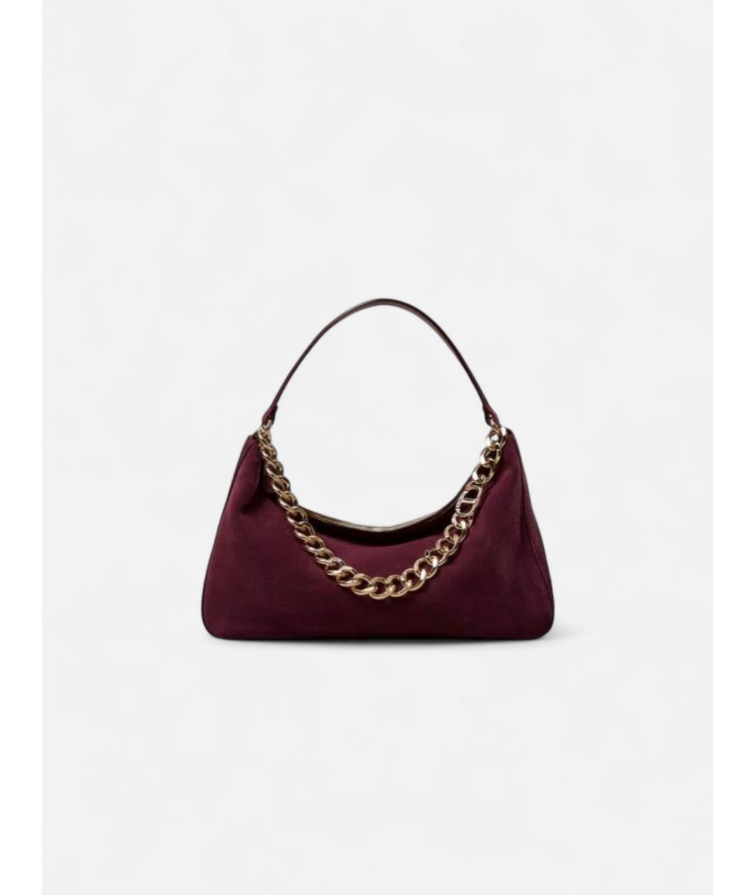 TWIN-SET Фиолетовая замшевая сумка с короткими ручками, фото 6