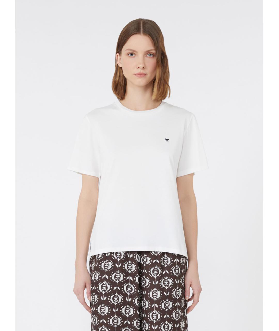 WEEKEND MAX MARA Белая хлопковая футболка, фото 5