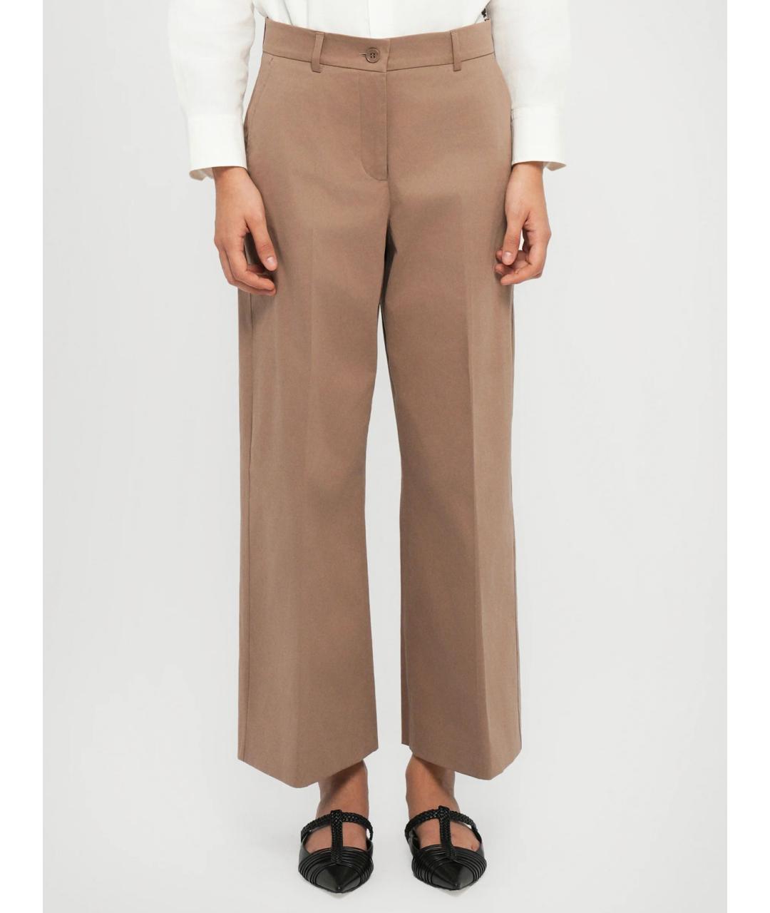 WEEKEND MAX MARA Бежевые хлопковые прямые брюки, фото 2