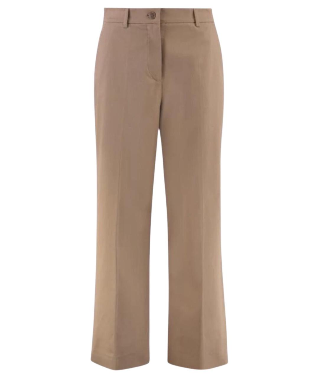 WEEKEND MAX MARA Бежевые хлопковые прямые брюки, фото 1