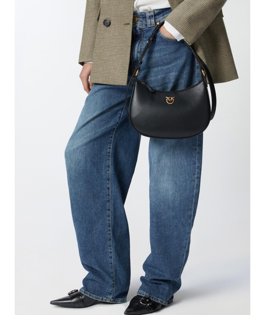 PINKO Черная кожаная сумка через плечо, фото 3