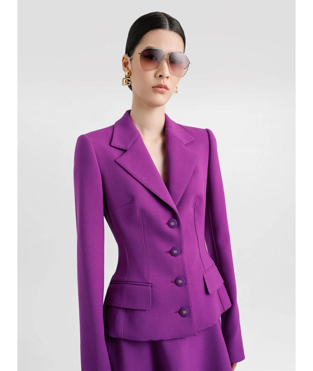 DOLCE&GABBANA Фиолетовый шерстяной жакет/пиджак, фото 3