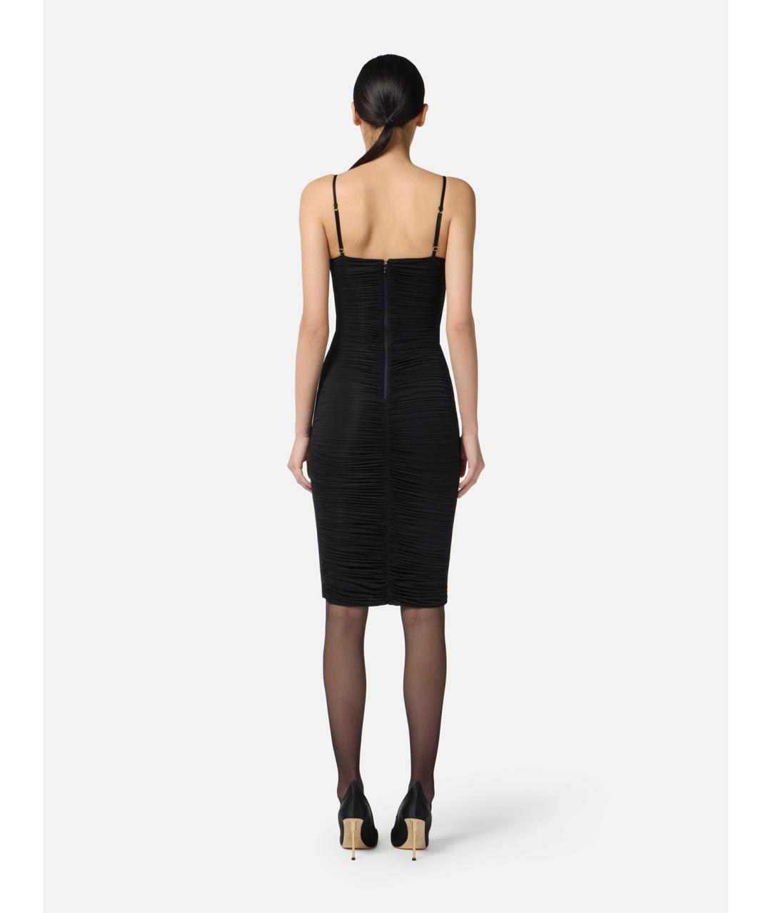 ELISABETTA FRANCHI Черное вискозное коктейльное платье, фото 3