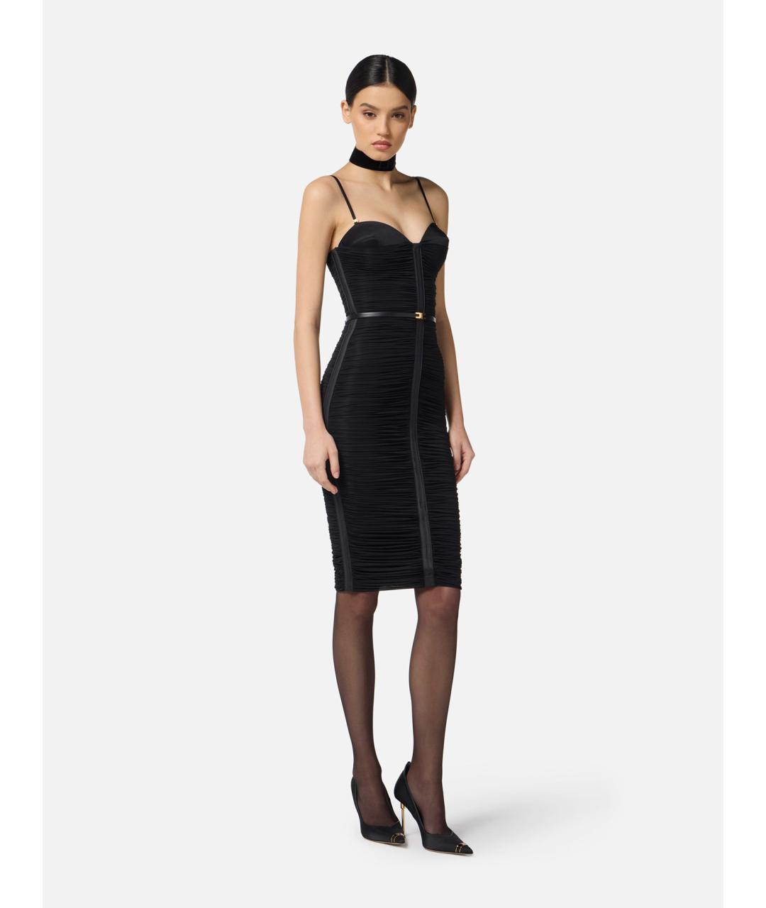 ELISABETTA FRANCHI Черное вискозное коктейльное платье, фото 2