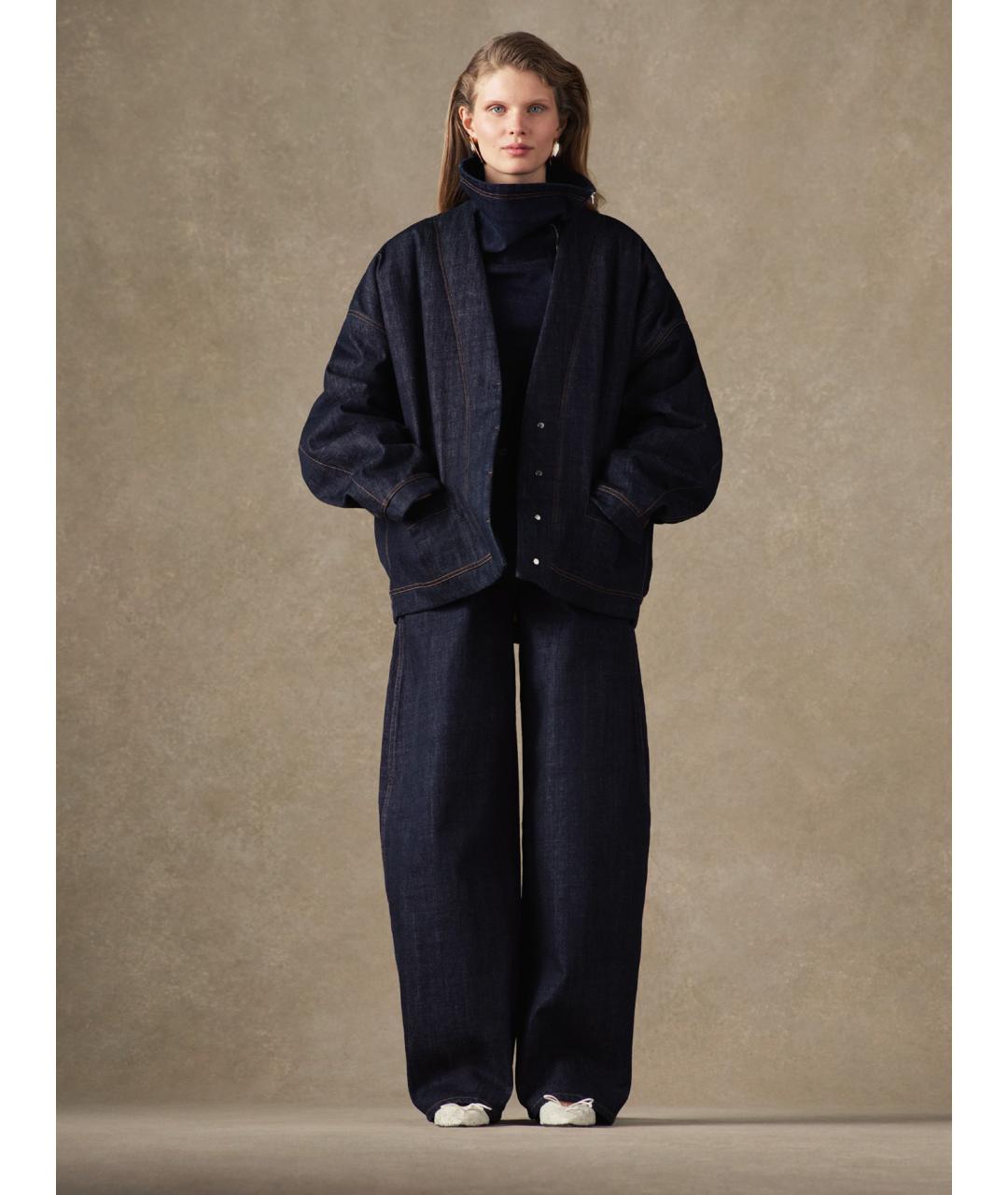 JACQUEMUS Темно-синие хлопковые прямые джинсы, фото 7