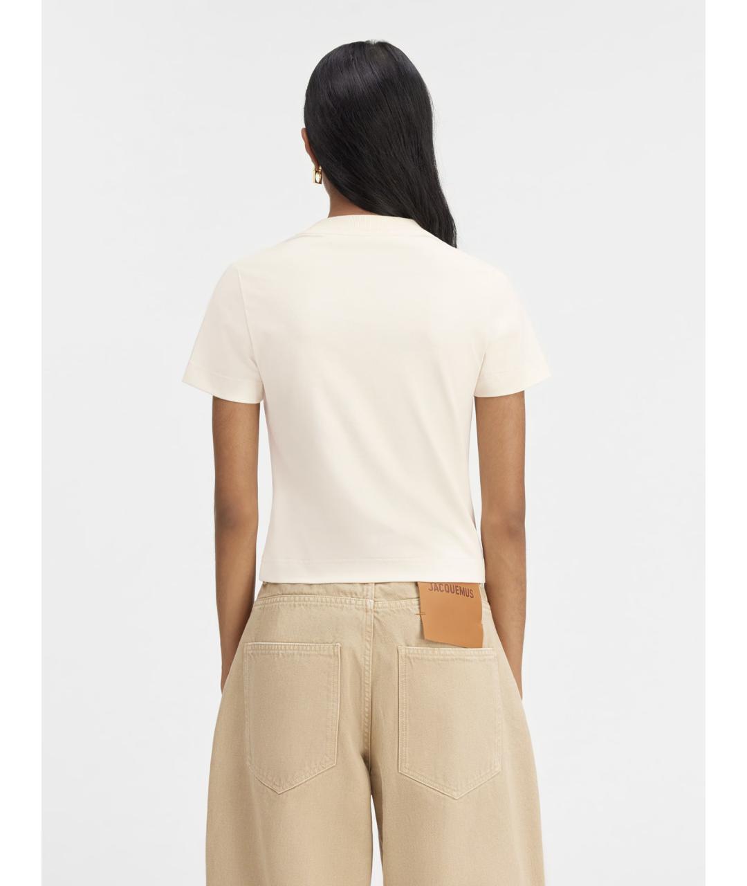 JACQUEMUS Бежевая хлопковая футболка, фото 3
