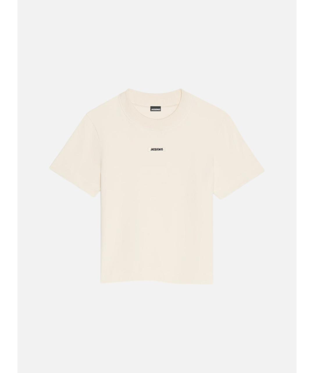 JACQUEMUS Бежевая хлопковая футболка, фото 4