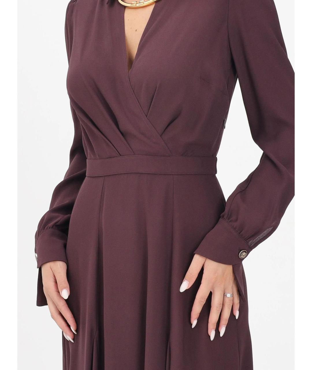 ELISABETTA FRANCHI Бордовое вискозное коктейльное платье, фото 5