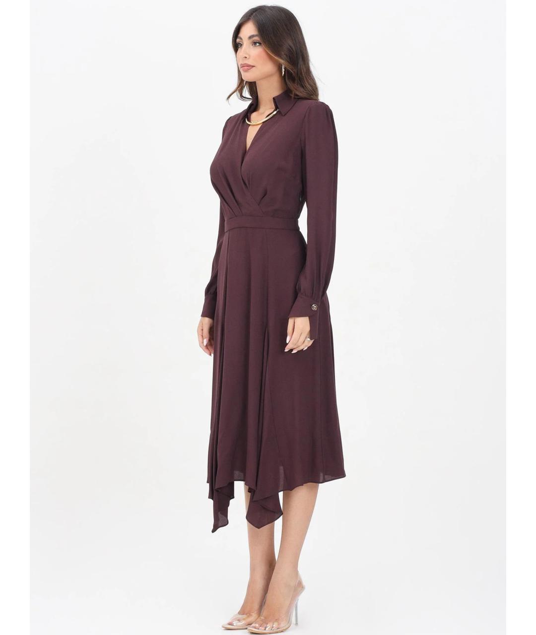 ELISABETTA FRANCHI Бордовое вискозное коктейльное платье, фото 3