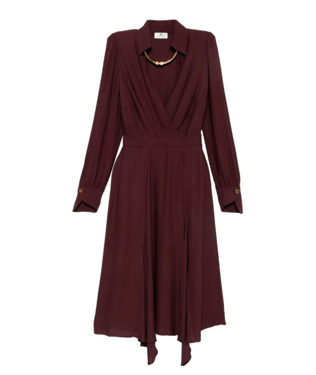 ELISABETTA FRANCHI Бордовое вискозное коктейльное платье, фото 1