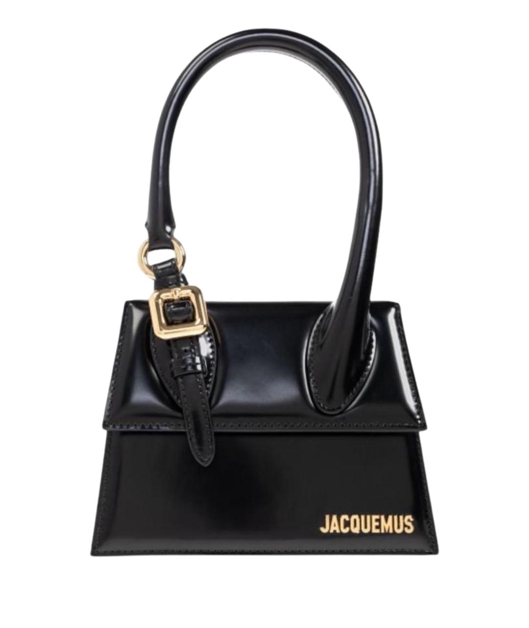 JACQUEMUS Черная кожаная сумка с короткими ручками, фото 1