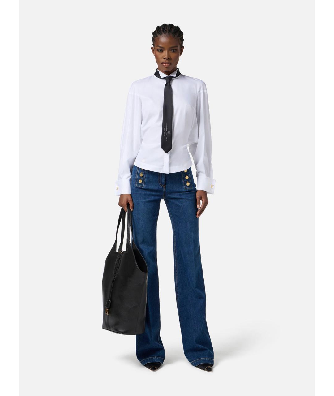 ELISABETTA FRANCHI Белая хлопковая рубашка, фото 2