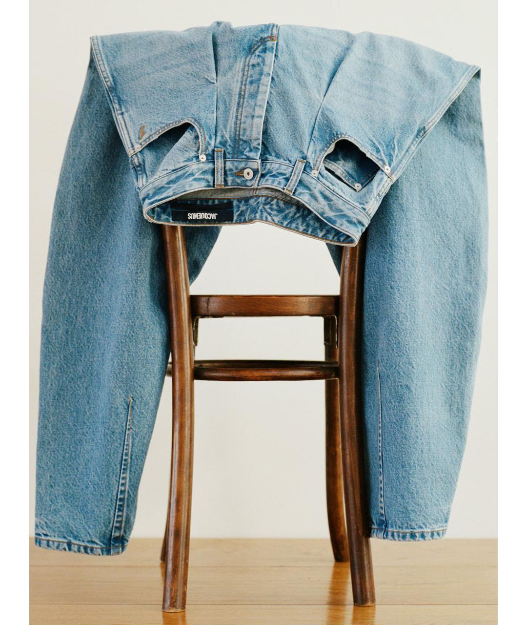 JACQUEMUS Голубые хлопковые прямые джинсы, фото 6