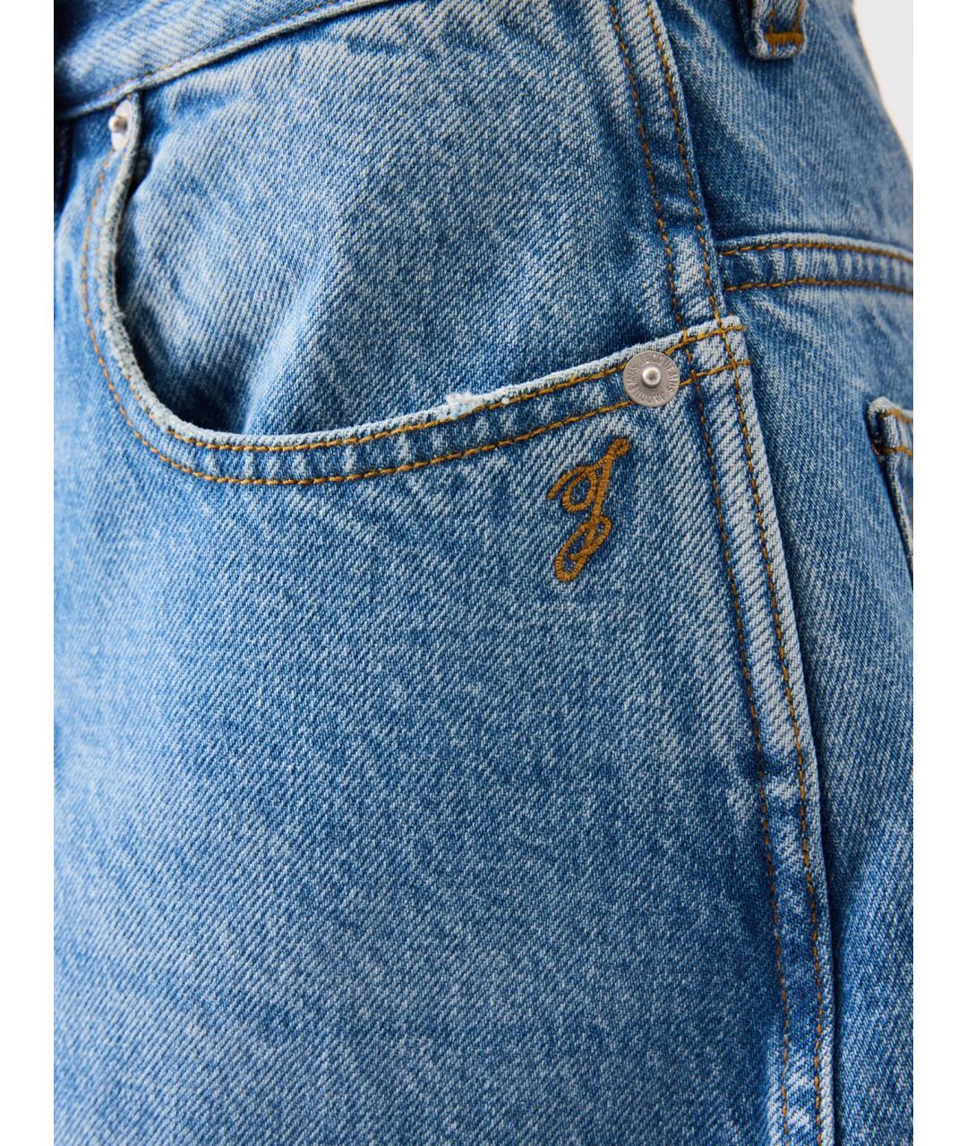 JACQUEMUS Голубые хлопковые прямые джинсы, фото 5