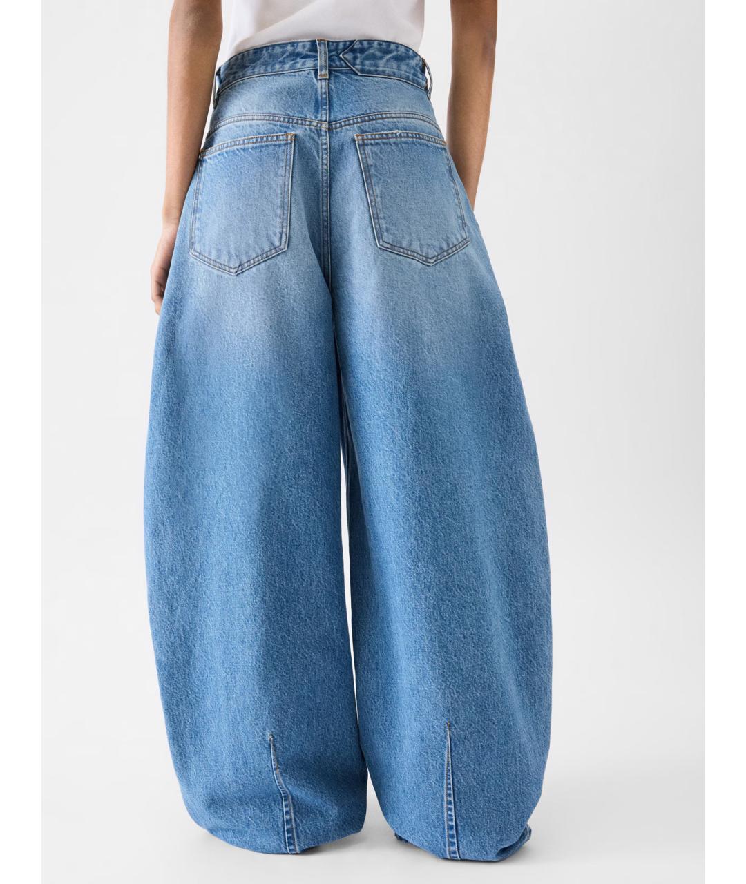 JACQUEMUS Голубые хлопковые прямые джинсы, фото 4