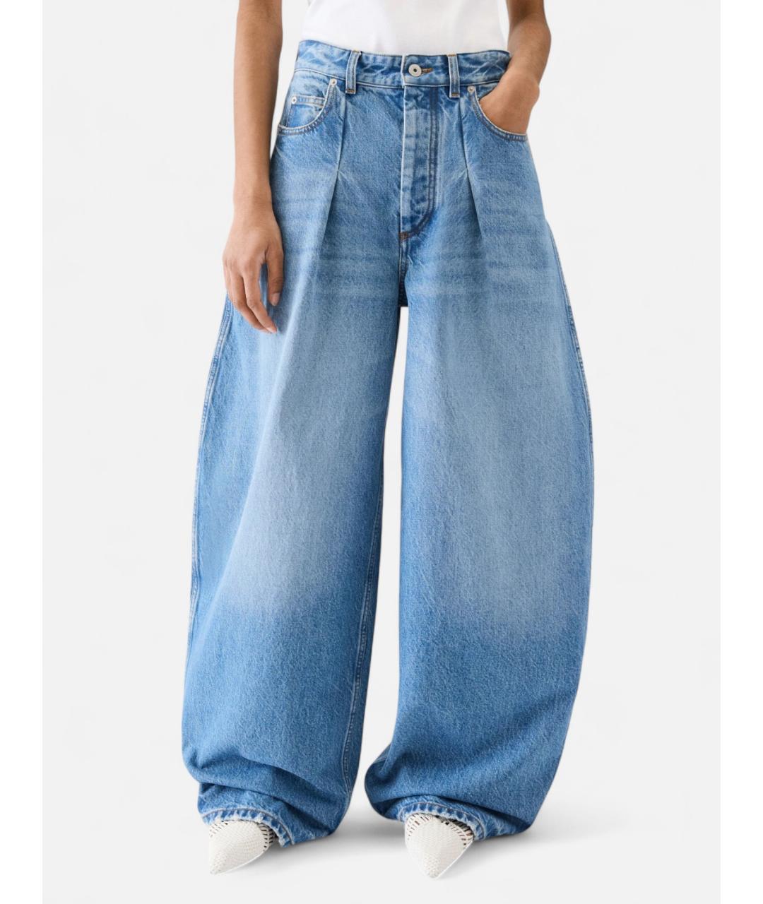 JACQUEMUS Голубые хлопковые прямые джинсы, фото 2