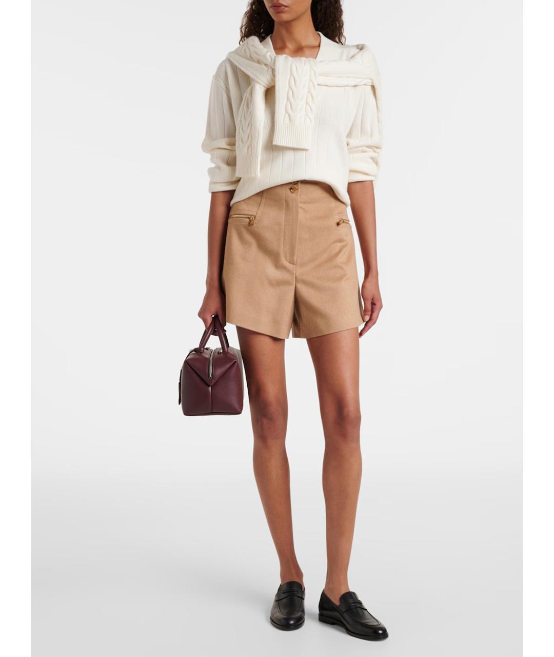 MAX MARA Бежевые шерстяные шорты, фото 2