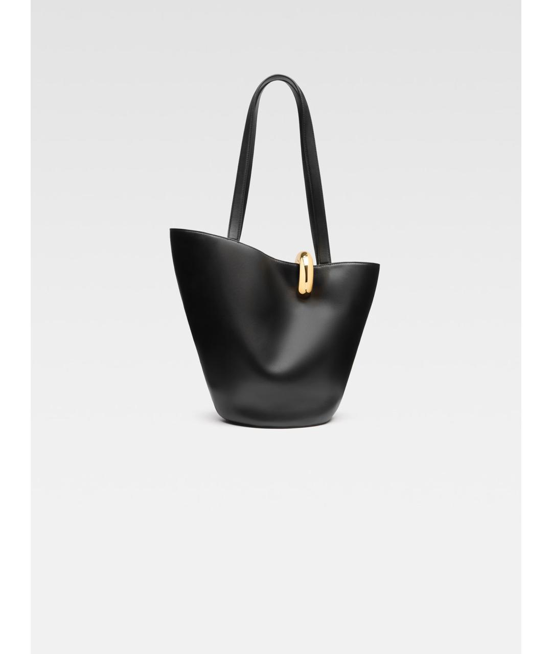 JACQUEMUS Черная кожаная сумка тоут, фото 4